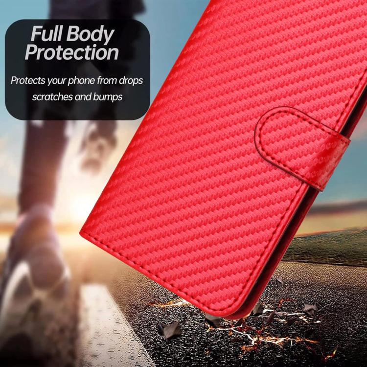 YX0070 Carbon Fiber Buckle Leather Phone Case with Lanyard, For iPhone 17, For iPhone Air, For iPhone 16 Pro Max