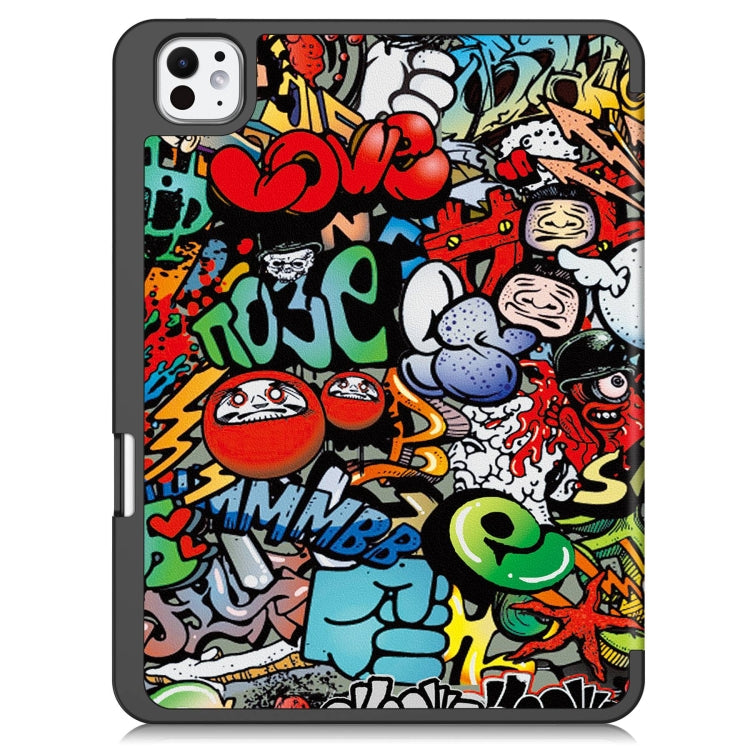 Custer Painted 3-Fold Holder Smart Leather Tablet Case with Pen Tray, For iPad Pro 11 2025 / 2024