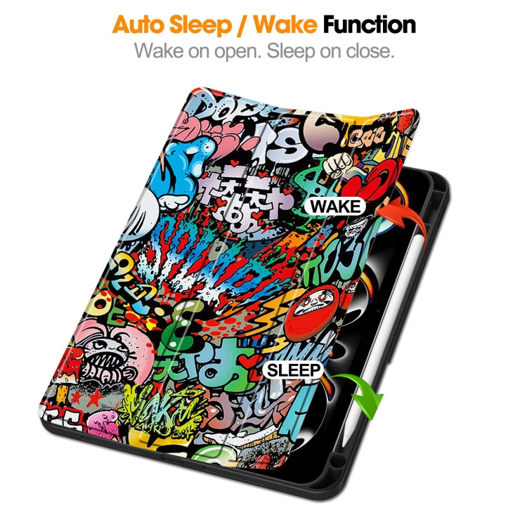 Custer Painted 3-Fold Holder Smart Leather Tablet Case with Pen Tray, For iPad Pro 11 2025 / 2024