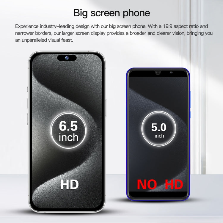 i15 Pro Max / Q5A, 6GB+128GB, 6.5 inch Screen, Face Identification, Android 10 MTK6762 Octa Core, OTG, NFC, Network: 4G, Dual SIM(Titanium White)
