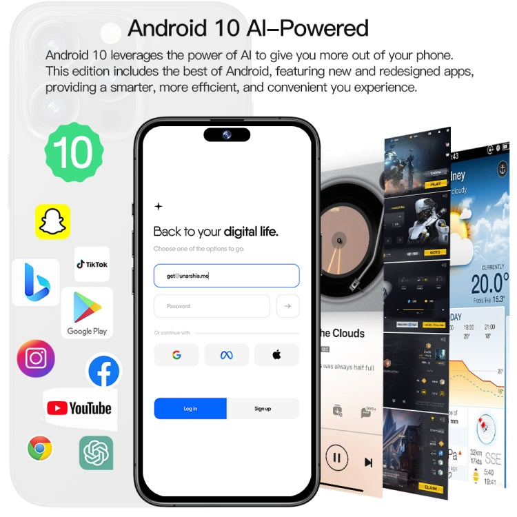 i15 Pro Max / Q5A, 6GB+128GB, 6.5 inch Screen, Face Identification, Android 10 MTK6762 Octa Core, OTG, NFC, Network: 4G, Dual SIM(Titanium White)