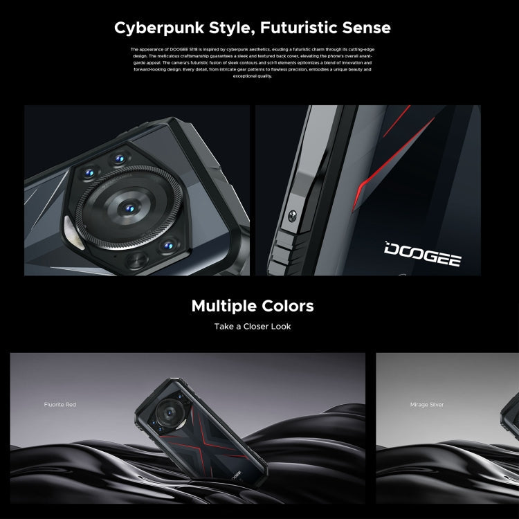 DOOGEE S118 Rugged Phone, 8GB+512GB, 6.58 inch Android 14 MediaTek Helio G99 Octa Core, Network: 4G, OTG, NFC(Black Silver)