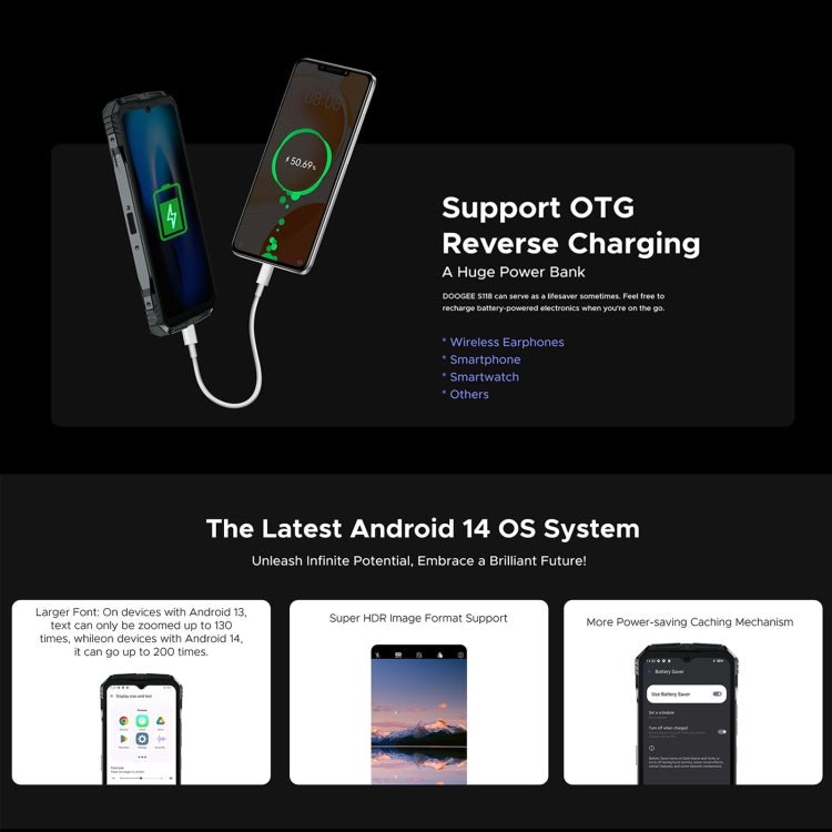 DOOGEE S118 Rugged Phone, 8GB+512GB, 6.58 inch Android 14 MediaTek Helio G99 Octa Core, Network: 4G, OTG, NFC(Black Red)