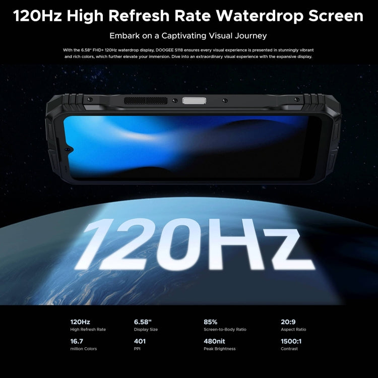 DOOGEE S118 Rugged Phone, 8GB+512GB, 6.58 inch Android 14 MediaTek Helio G99 Octa Core, Network: 4G, OTG, NFC(Black Silver)
