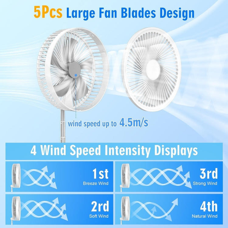 F9 Folding Adjustable Height Desktop Electric Fan(White)