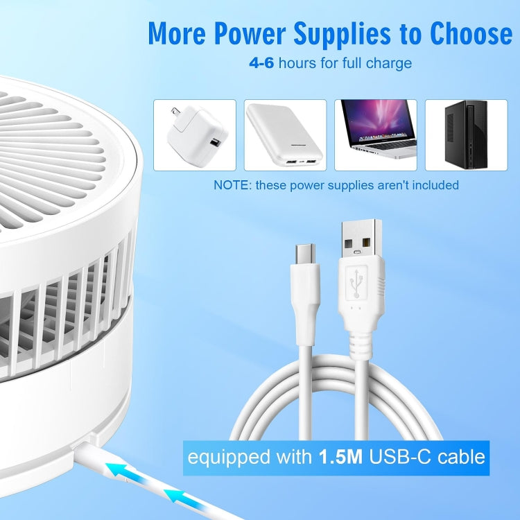 F9 Folding Adjustable Height Desktop Electric Fan(White)