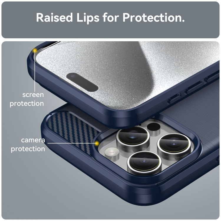 Brushed Texture Carbon Fiber TPU Phone Case, For iPhone 16