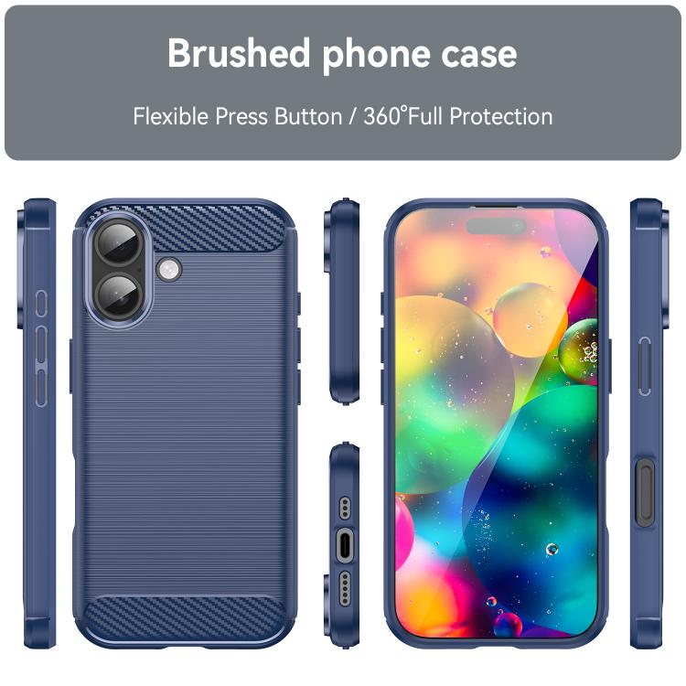 Brushed Texture Carbon Fiber TPU Phone Case, For iPhone 18 Pro / 17 Pro, For iPhone 18 Pro Max / 17 Pro Max, For iPhone 17e / 16e, For iPhone 17, For iPhone Air, For iPhone 16 Pro Max, For iPhone 16 Pro, For iPhone 16 Plus