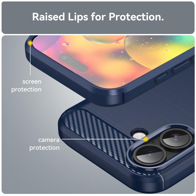 Brushed Texture Carbon Fiber TPU Phone Case, For iPhone 18 Pro / 17 Pro, For iPhone 18 Pro Max / 17 Pro Max, For iPhone 17e / 16e, For iPhone 17, For iPhone Air, For iPhone 16 Pro Max, For iPhone 16 Pro, For iPhone 16 Plus