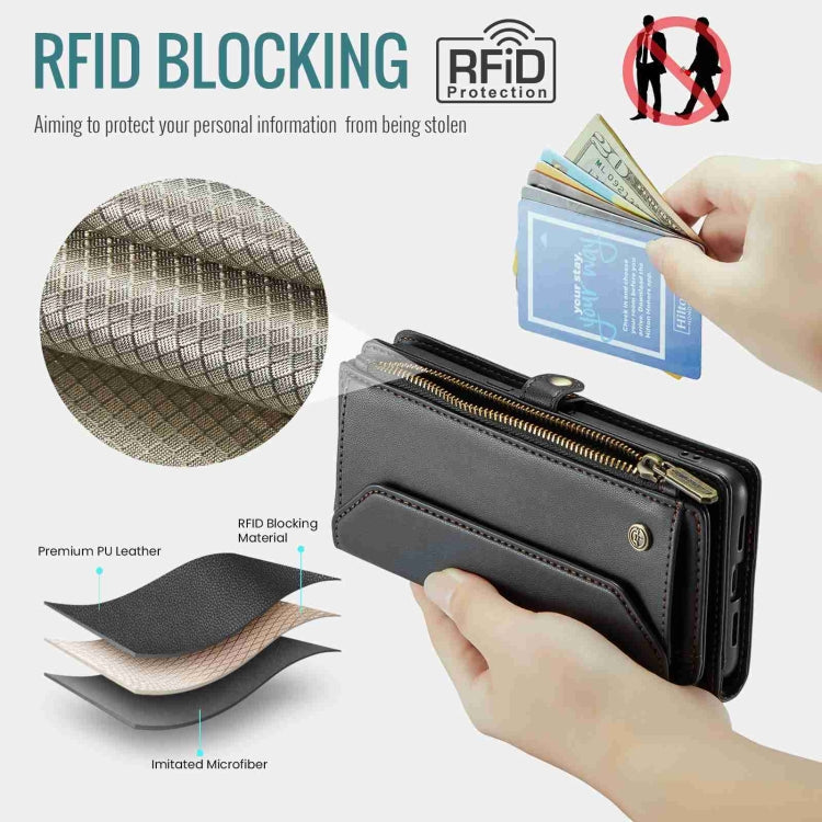 For Google Pixel 8 Pro CaseMe C36 Card Slots Zipper Wallet RFID Anti-theft Leather Phone Case(Black)