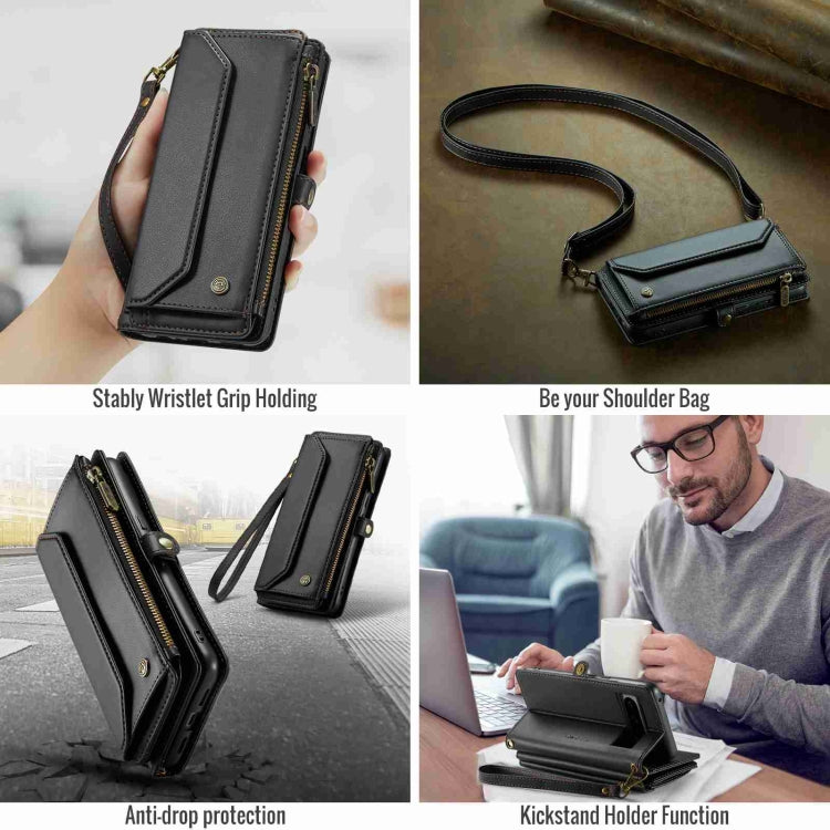 For Google Pixel 8 Pro CaseMe C36 Card Slots Zipper Wallet RFID Anti-theft Leather Phone Case(Black)
