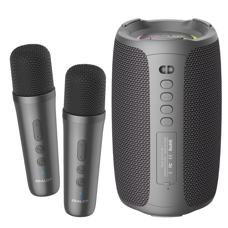 Zealot S61M RGB Rhythmic Light Karaoke Wireless Speaker, Style:Dual Mic(Black)