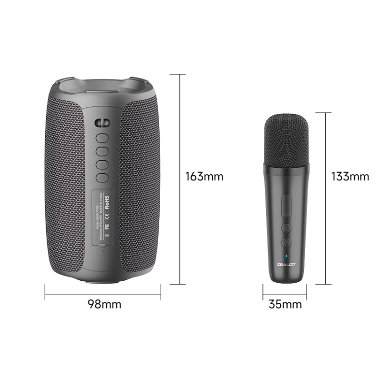 Zealot S61M RGB Rhythmic Light Karaoke Wireless Speaker, Style:Dual Mic(Black)