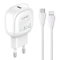 LDNIO A1206C PD27W USB-C / Type-C Fast Charger with 1m 8 Pin Cable, EU Plug