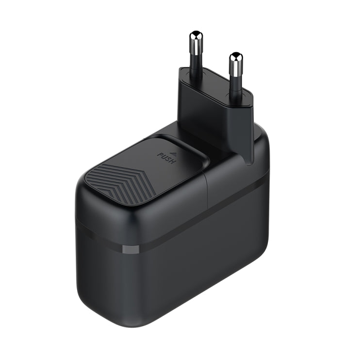 LDNIO Q366 65W USB + Dual Type-C Port Charger with 1m USB-C / Type-C to USB-C / Type-C Data Cable, Plug Type:EU Plug(Black)