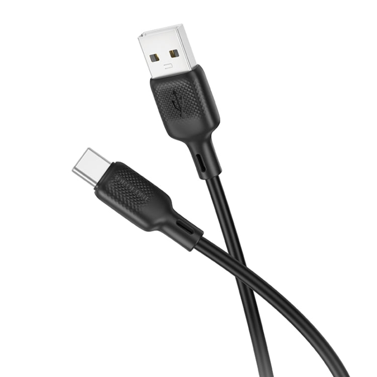 BOROFONE BX113 3A USB to USB-C / Type-C Silicone Charging Data Cable, Length:1m(Black)