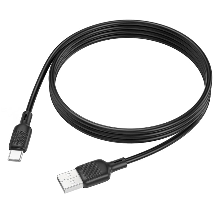 BOROFONE BX113 3A USB to USB-C / Type-C Silicone Charging Data Cable, Length:1m(Black)