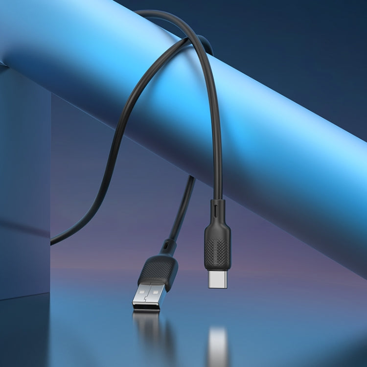 BOROFONE BX113 3A USB to USB-C / Type-C Silicone Charging Data Cable, Length:1m(Black)