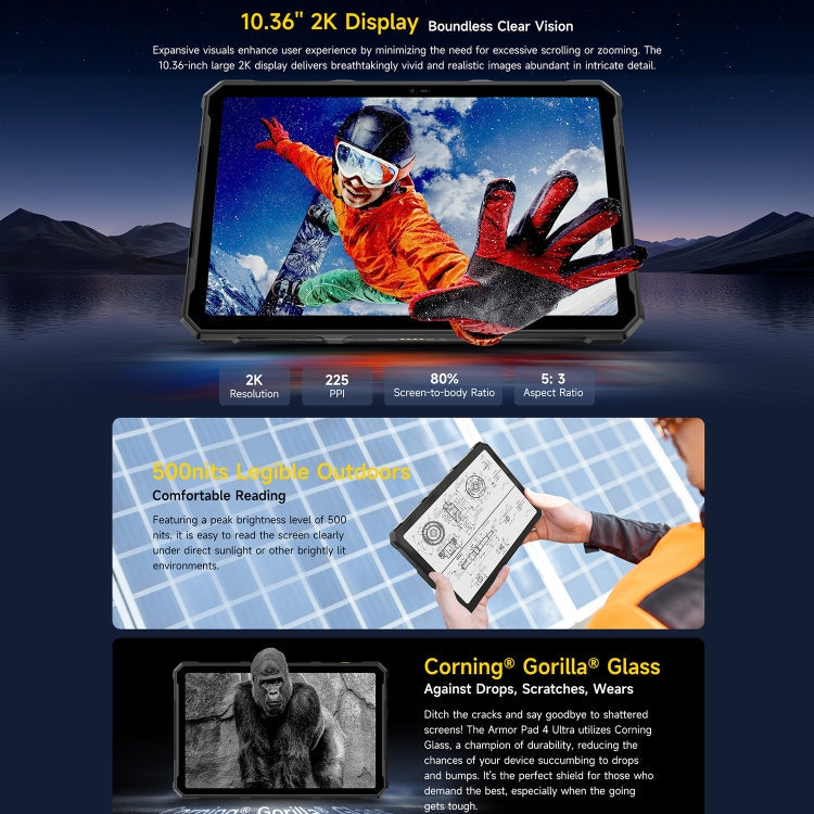 Ulefone Armor Pad 4 Ultra Rugged Tablet PC, 8GB+256GB, 10.36 inch Android 14 MediaTek Dimensity 6300 Octa Core 5G Network, EU Plug(Black)