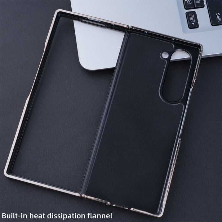 For Samsung Galaxy Z Fold6 Plating Frame PU Fold Phone Case with Pen(Green)