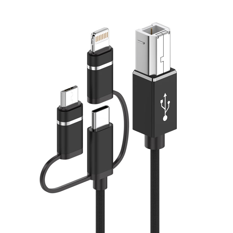 3 in 1 8 Pin, Type-C, Micro USB to USB-B MIDI Instruments Printer Cable, Length: 1m, Length:1m(Black)
