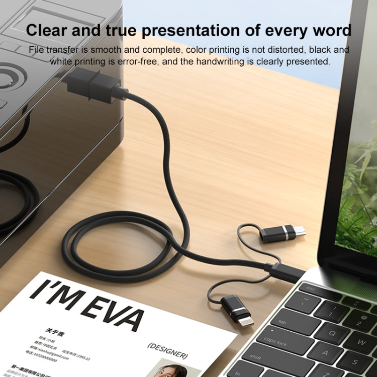 3 in 1 8 Pin, Type-C, Micro USB to USB-B MIDI Instruments Printer Cable, Length: 1m, Length:1m(Black)