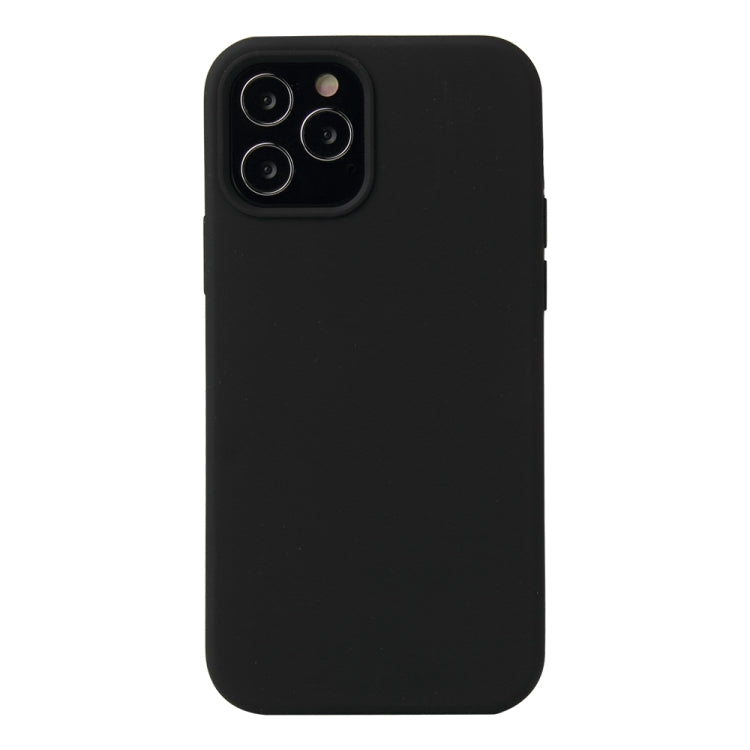 For iPhone 12 / 12 Pro Solid Color Liquid Silicone Shockproof Protective Case(Black)
