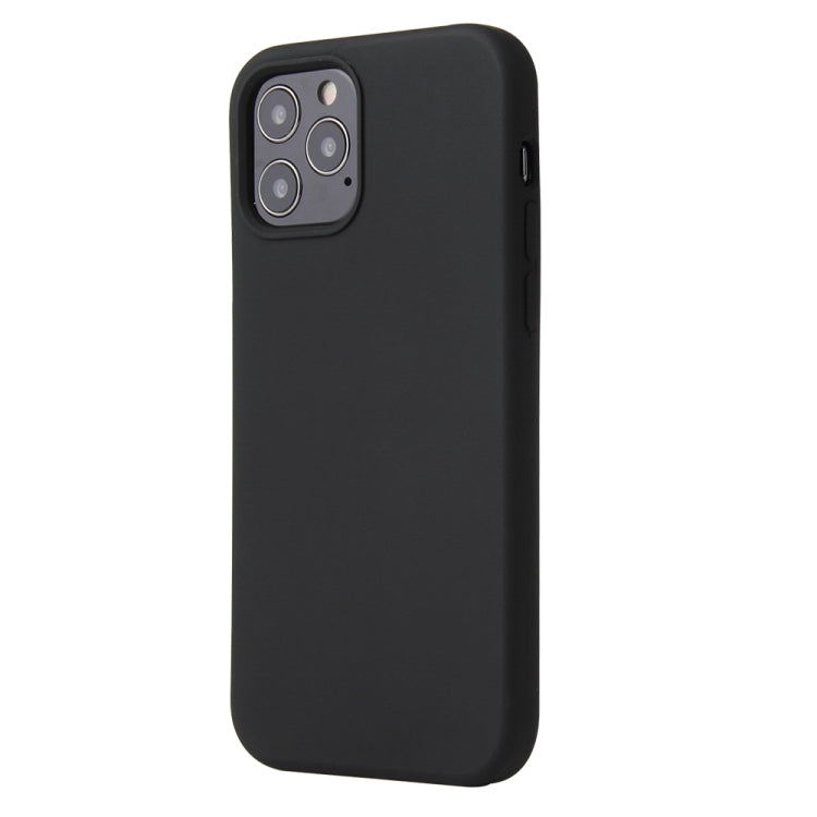 For iPhone 12 / 12 Pro Solid Color Liquid Silicone Shockproof Protective Case(Black)