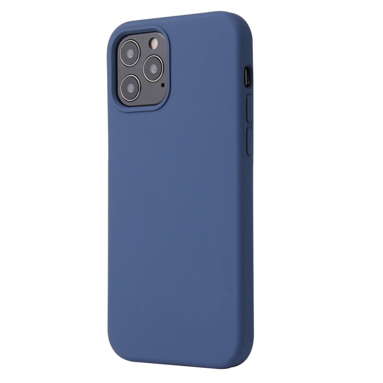 For iPhone 12 / 12 Pro Solid Color Liquid Silicone Shockproof Protective Case(Diamond Blue)