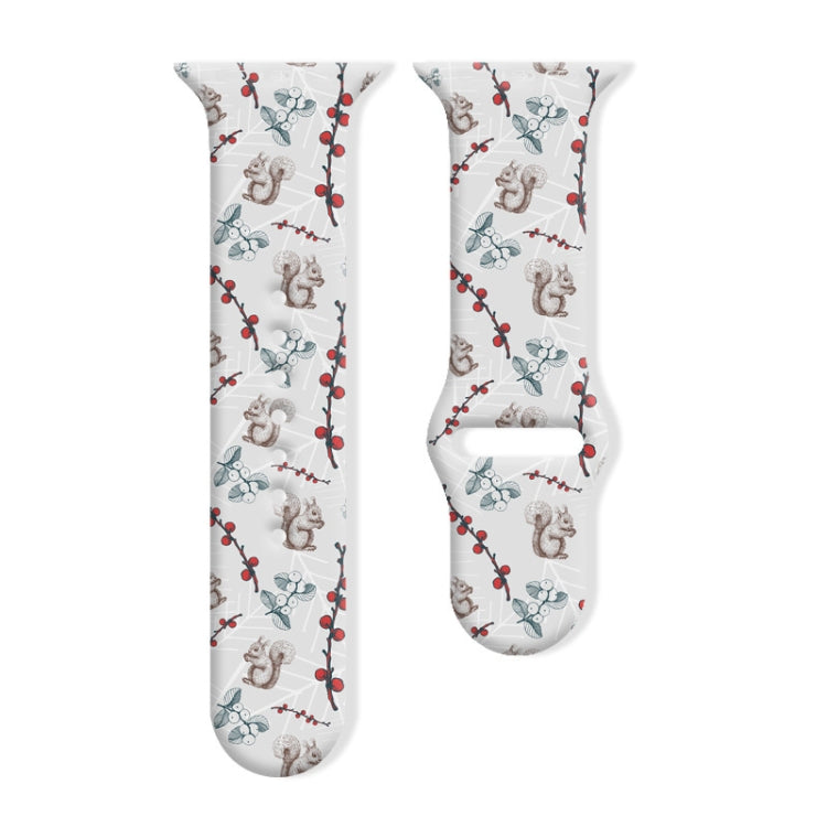 Christmas Pattern Reverse Buckle Silicone Watch Band, For Apple Watch 46mm / 49mm / 45mm / 44mm