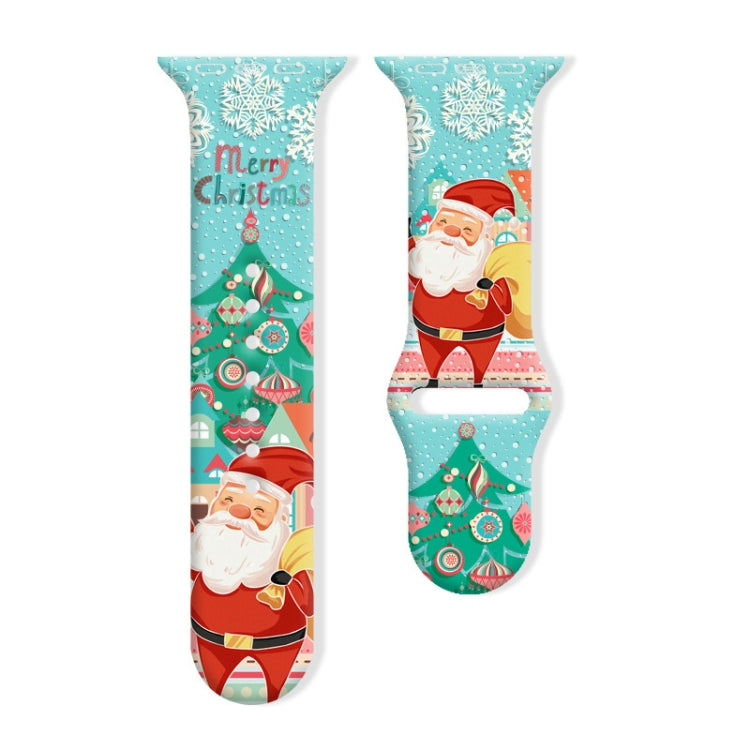 Christmas Pattern Reverse Buckle Silicone Watch Band, For Apple Watch 42mm / 41mm / 40mm / 38mm