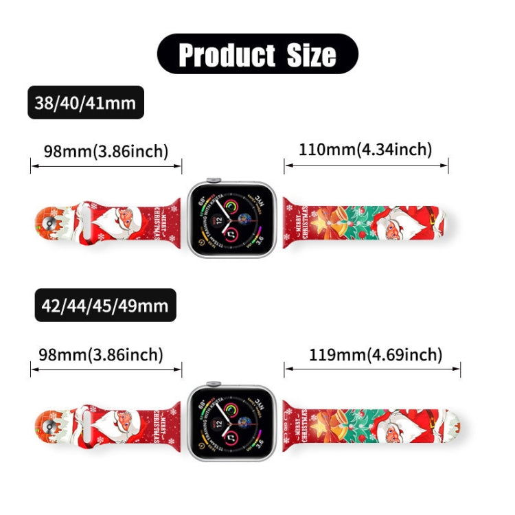 Christmas Pattern Reverse Buckle Silicone Watch Band, For Apple Watch 46mm / 49mm / 45mm / 44mm