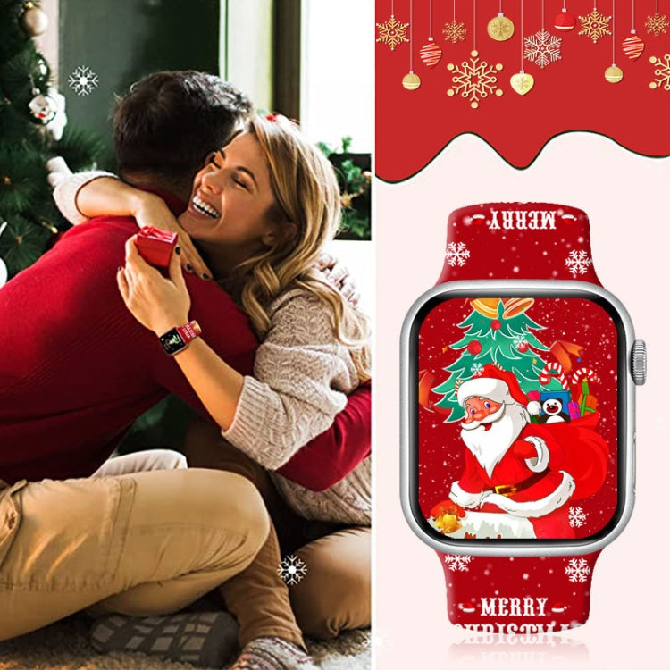 Christmas Pattern Reverse Buckle Silicone Watch Band, For Apple Watch 42mm / 41mm / 40mm / 38mm
