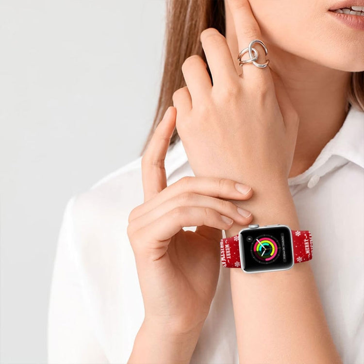 Christmas Pattern Reverse Buckle Silicone Watch Band, For Apple Watch 46mm / 49mm / 45mm / 44mm