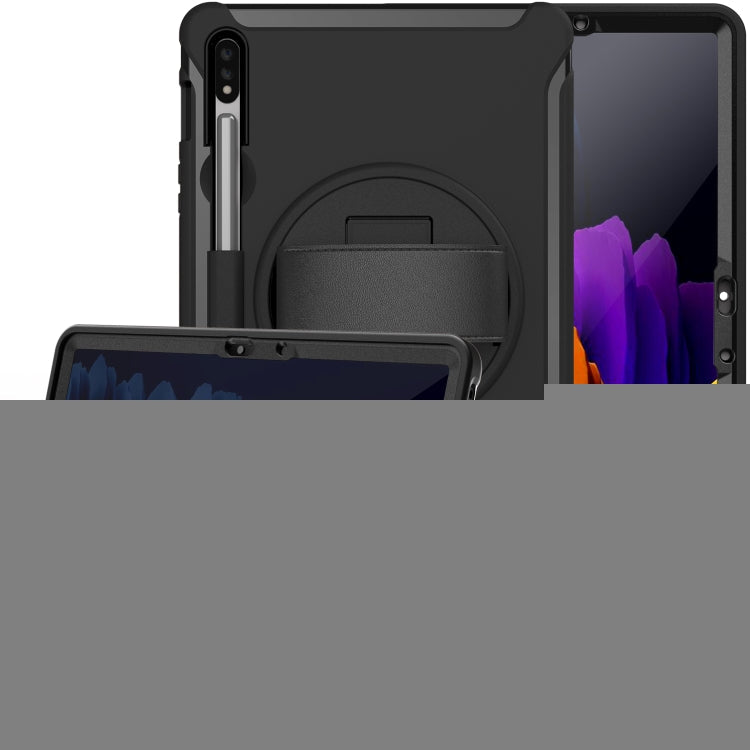 360 Degree Rotation PC+TPU Protective Cover with Holder & Hand Strap, For Samsung Galaxy Tab S8 / Galaxy Tab S7 (2020) T870