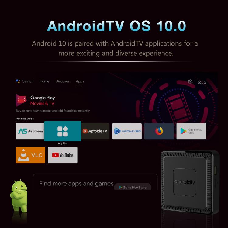 Q7 4K UHD Android 10 Smart TV Box with Remote Control, Allwinner H313 Quad-Core, 2GB+8GB, 2GB+16GB