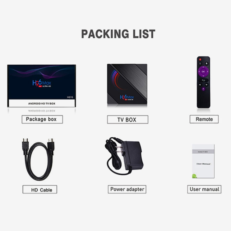 H96 Max 6K Ultra HD Android 10.0 TV Box, 2GB+16GB, Allwinner H616, EU Plug