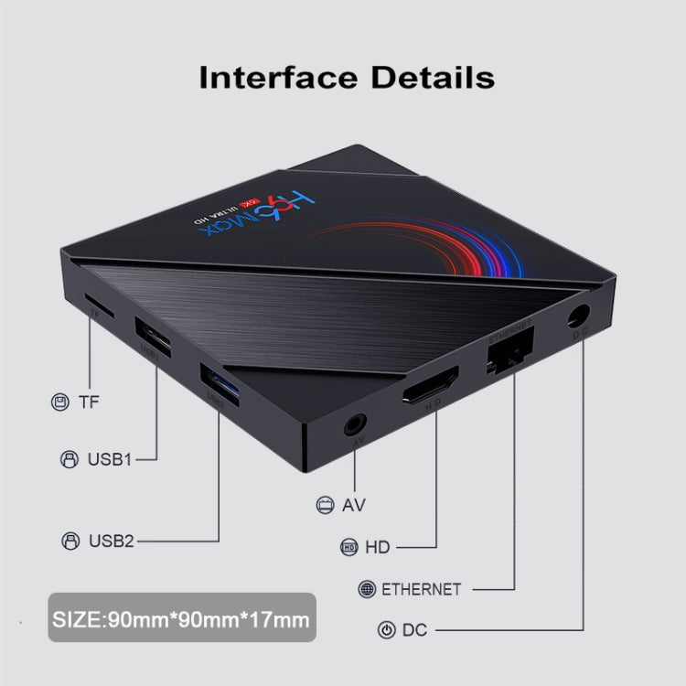 H96 Max 6K Ultra HD Android 10.0 TV Box, 2GB+16GB, Allwinner H616, EU Plug
