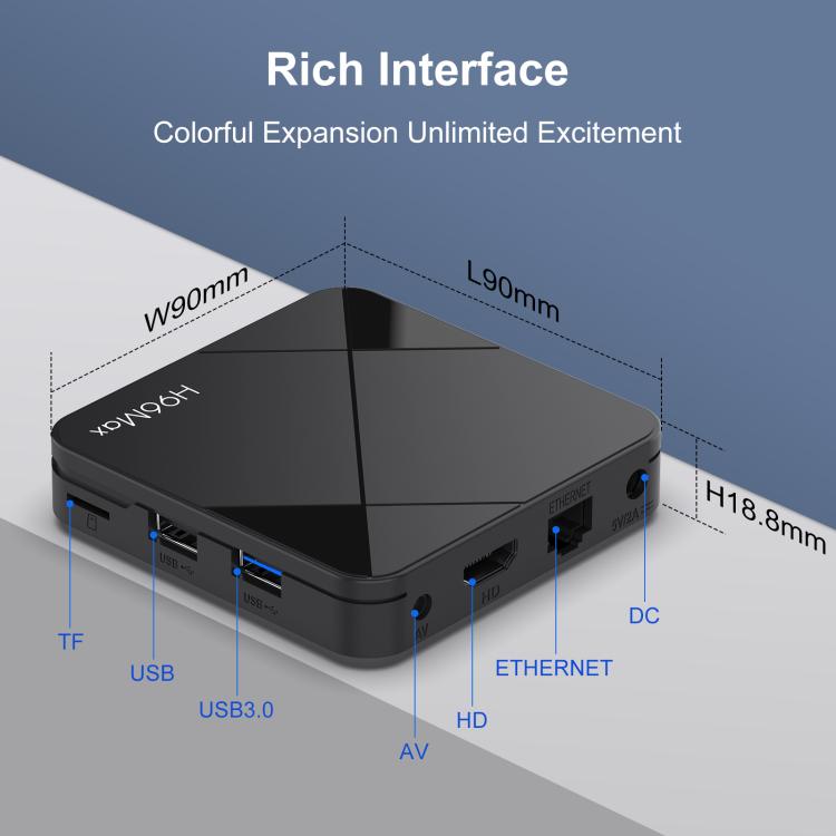 H96Max 4K UHD Android 14 Smart TV Box with Remote Control, RK3518 Quad-Core, 2GB+8GB, 2GB+16GB