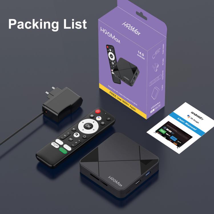 H96Max 4K UHD Android 14 Smart TV Box with Remote Control, RK3518 Quad-Core, 2GB+8GB, 2GB+16GB