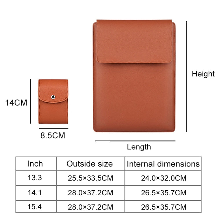 PU05 Sleeve Leather Case Carrying Bag with Small Storage Bag, for 13.3 inch Laptop, for 14.1 inch Laptop, for 15.4 inch Laptop