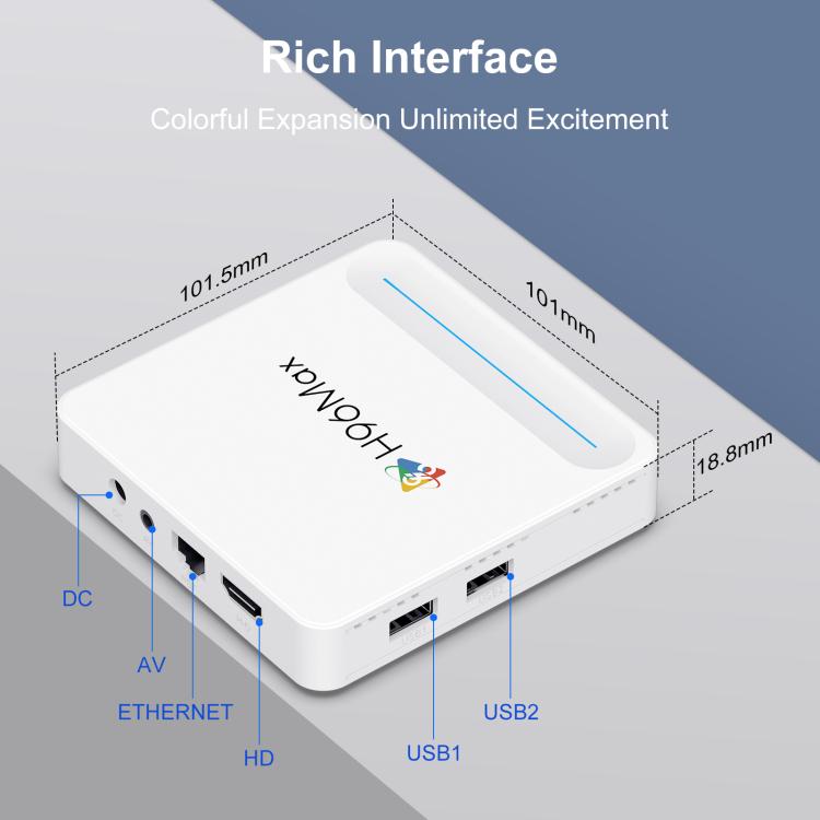 H96 Max H618 Plus Android 14.0 Smart TV Box, Allwinner H618 Quad-core ARM Cortex-A53, 2GB+16GB, 4GB+32GB, 4GB+128GB