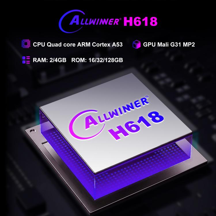 H96 Max H618 Plus Android 14.0 Smart TV Box, Allwinner H618 Quad-core ARM Cortex-A53, 2GB+16GB, 4GB+32GB, 4GB+128GB