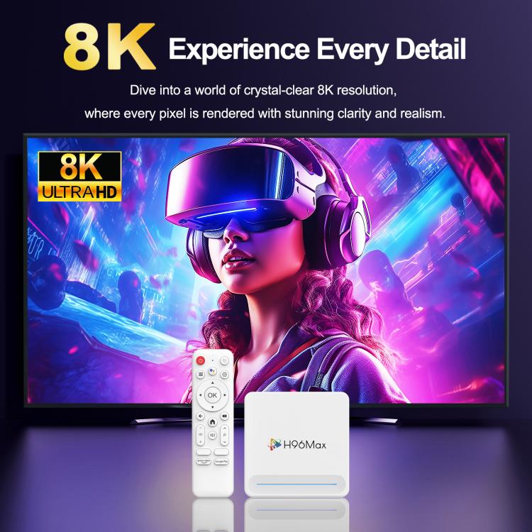 H96 Max H618 Plus Android 14.0 Smart TV Box, Allwinner H618 Quad-core ARM Cortex-A53, 2GB+16GB, 4GB+32GB, 4GB+128GB