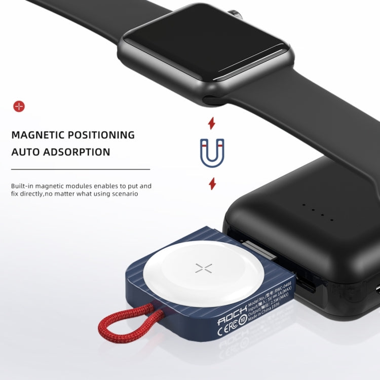 ROCK W26 Portable Magnetic Wireless Charger for Apple Watch Type-C Interface(Blue)