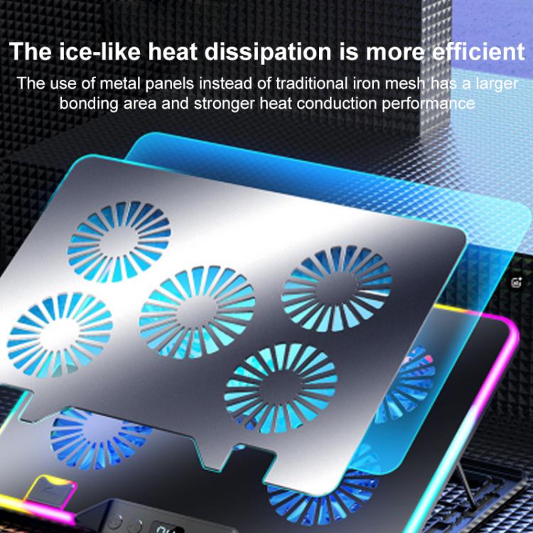 NUOXI F36-5 6-Speed Adjustable 5 Fan Laptop Cooler with RGB
