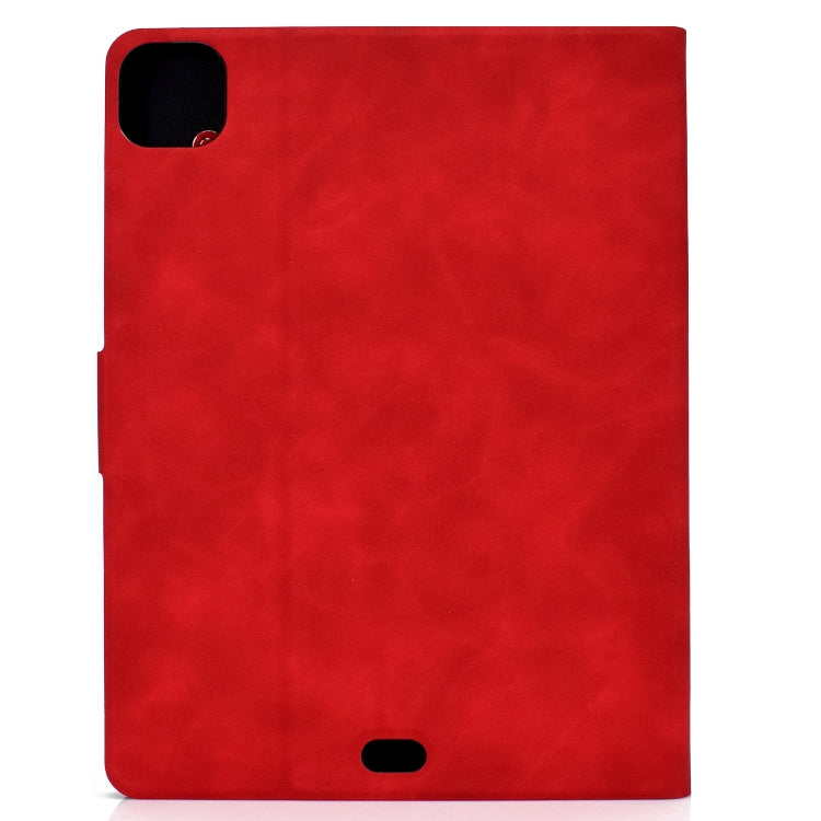 For iPad Air 2020 10.9 Cowhide Texture Horizontal Flip Leather Case with Holder & Card Slots & Sleep / Wake-up(Red)
