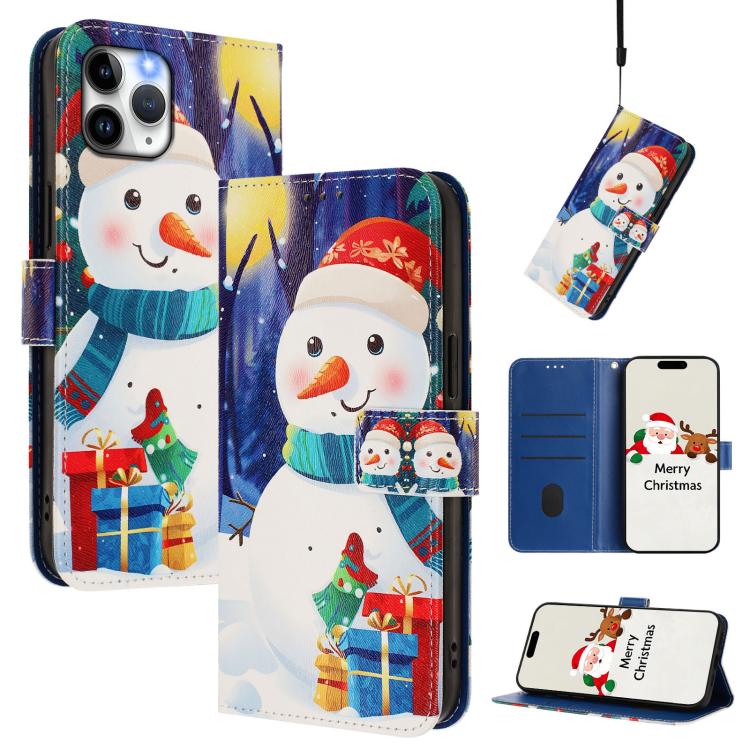 Christmas Series Buckle Leather Phone Case with Hand Strap, For iPhone 11 Pro Max, For iPhone 11, For iPhone 11 Pro, For iPhone XS / X