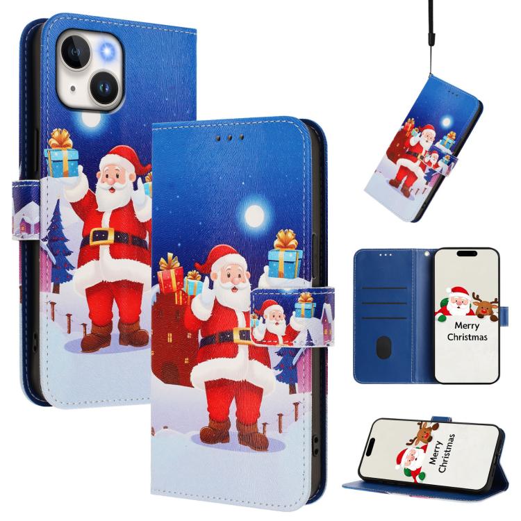 Christmas Series Buckle Leather Phone Case with Hand Strap, For iPhone 13 mini, For iPhone 12 Pro / 12, For iPhone 12 Pro Max, For iPhone 12 mini