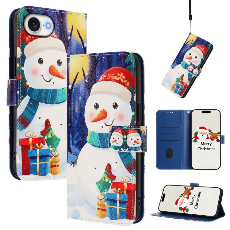 Christmas Series Buckle Leather Phone Case with Hand Strap, For iPhone 17 Pro Max, For iPhone 17 Pro, For iPhone 17, For iPhone Air